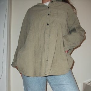 Corduroy Sage Button Up